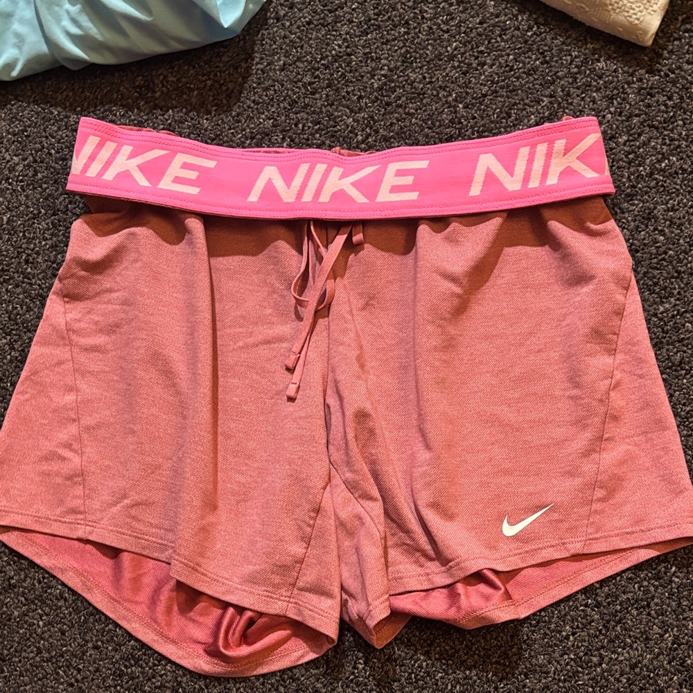 Nike Women's Athletic Shorts in Pink with Logo Waistband